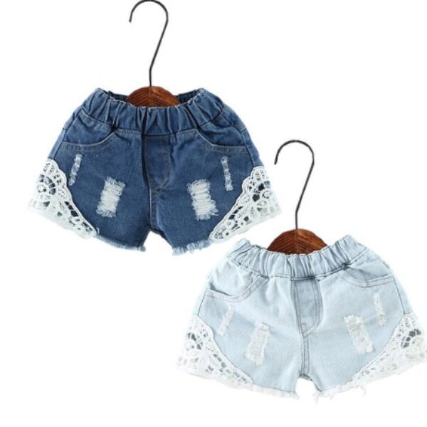 Denim Lace Girls Shorts